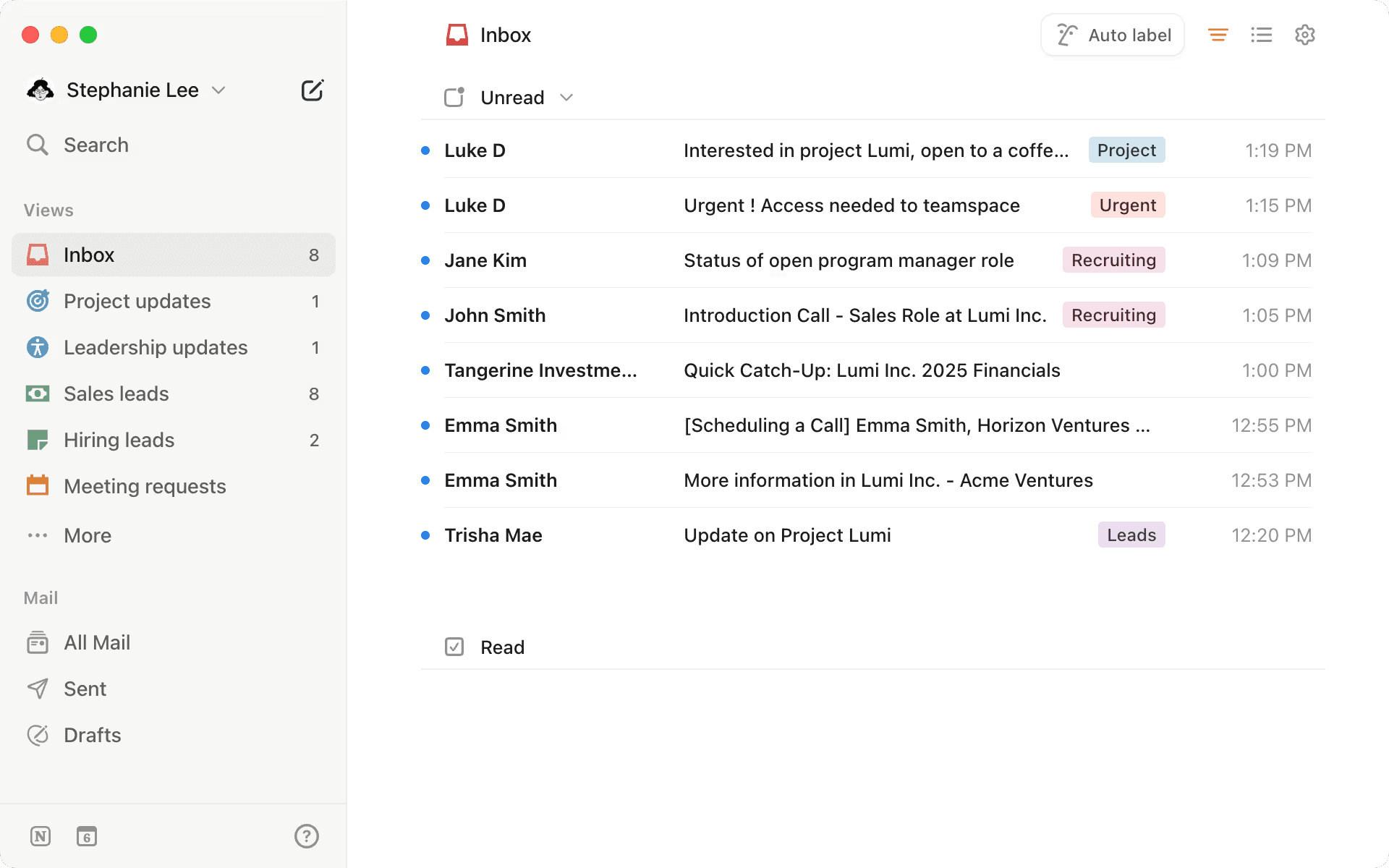 Notion Mail inbox