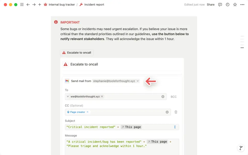 Customize your formulas to control who receives notifications and the body of the email.