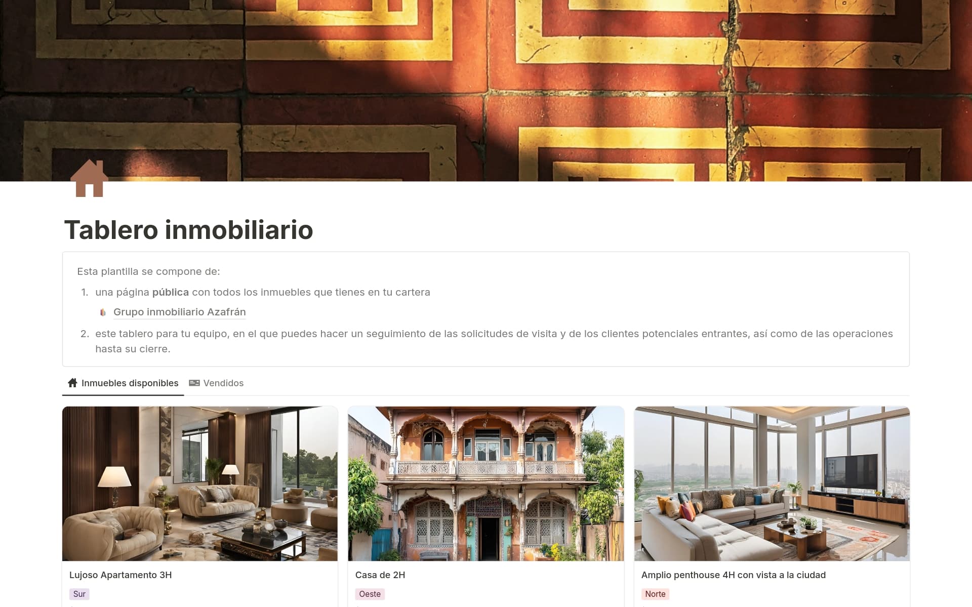 Captura de pantalla de la colección Put it on the map de Notion